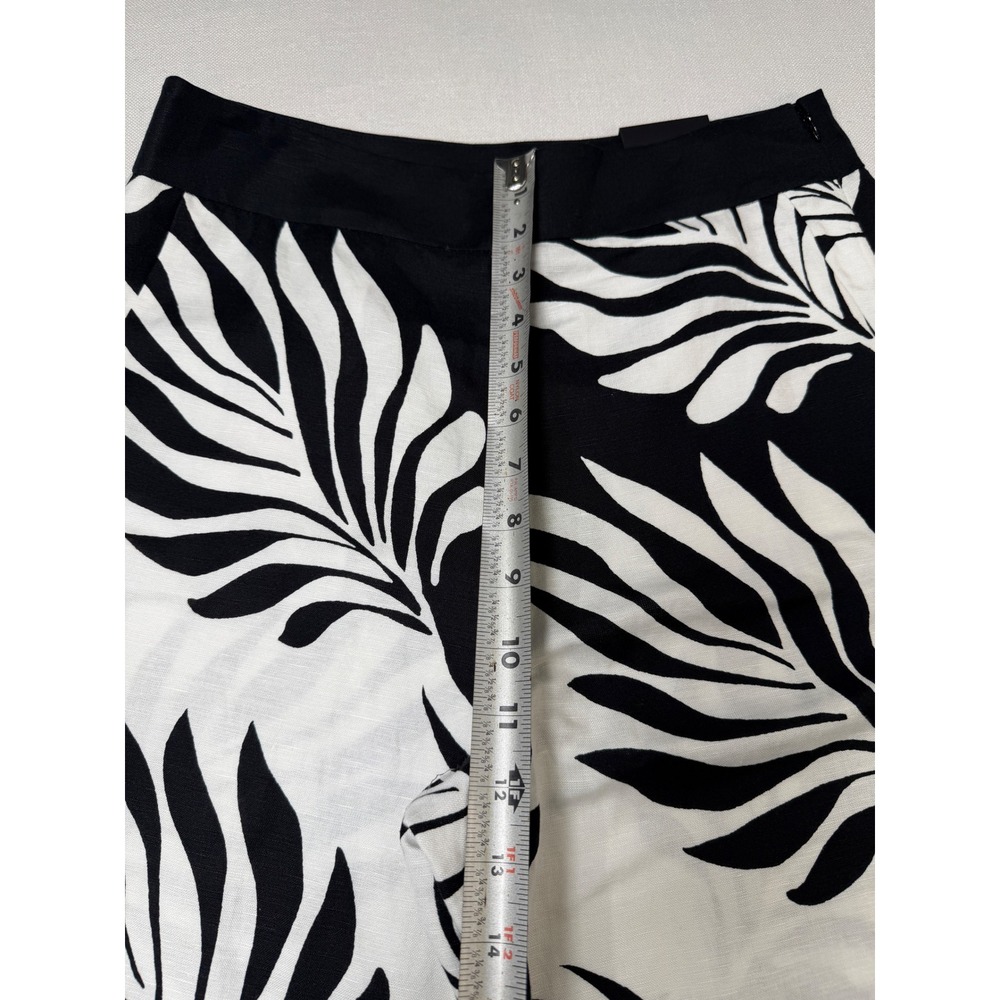 White House Black Market 570388572 Tonal Leaf Print Linen Wide Leg Pants 4R - Picture 10 of 10
